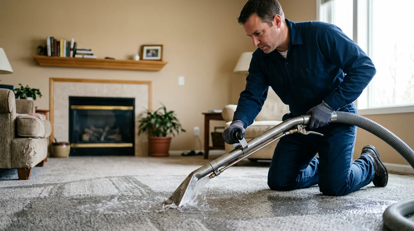 Water damage restoration technician working near Chester, UT